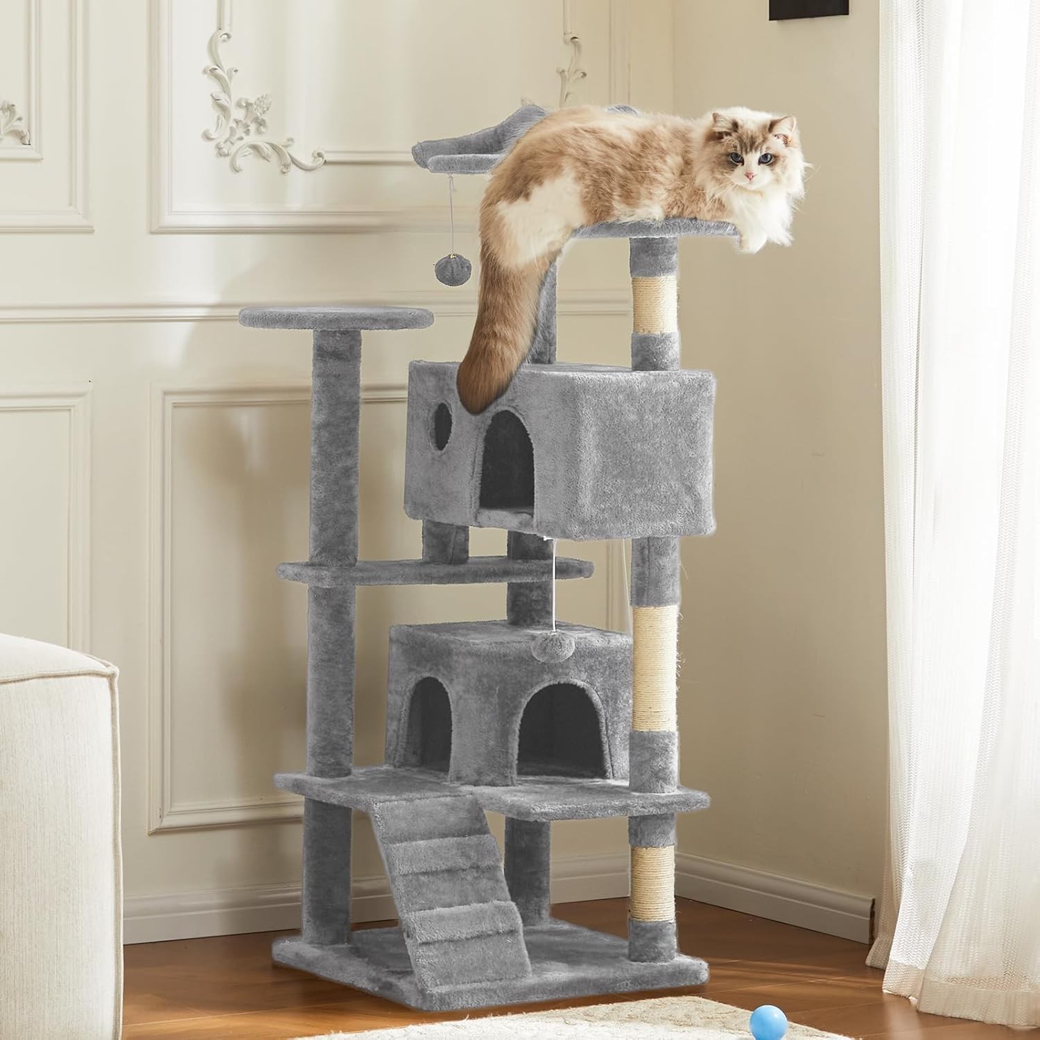 54 -Cat Tree Tower – Multi-level With Sisal Grab Post, Indoor Apartment With Lad