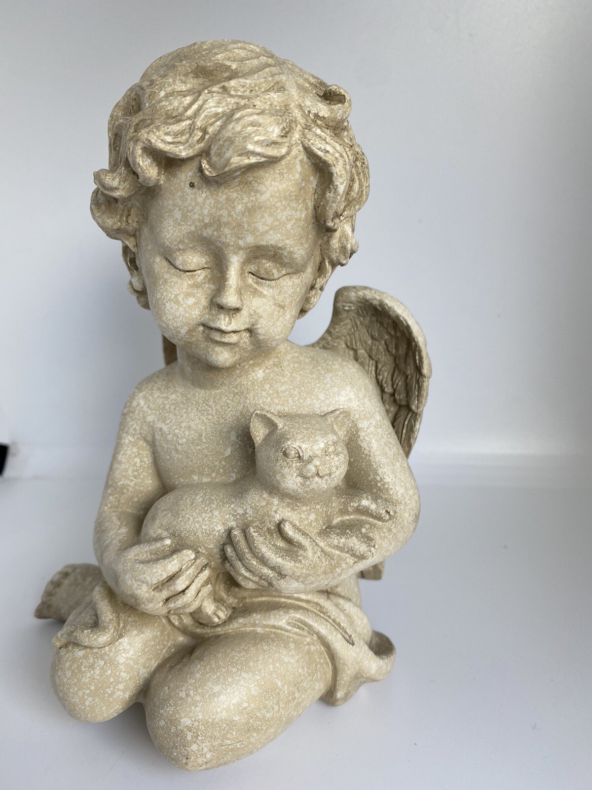CAT MEMORIAL STATUE DOG PUPPY WITH WINGS PLAQUE ORNAMENT