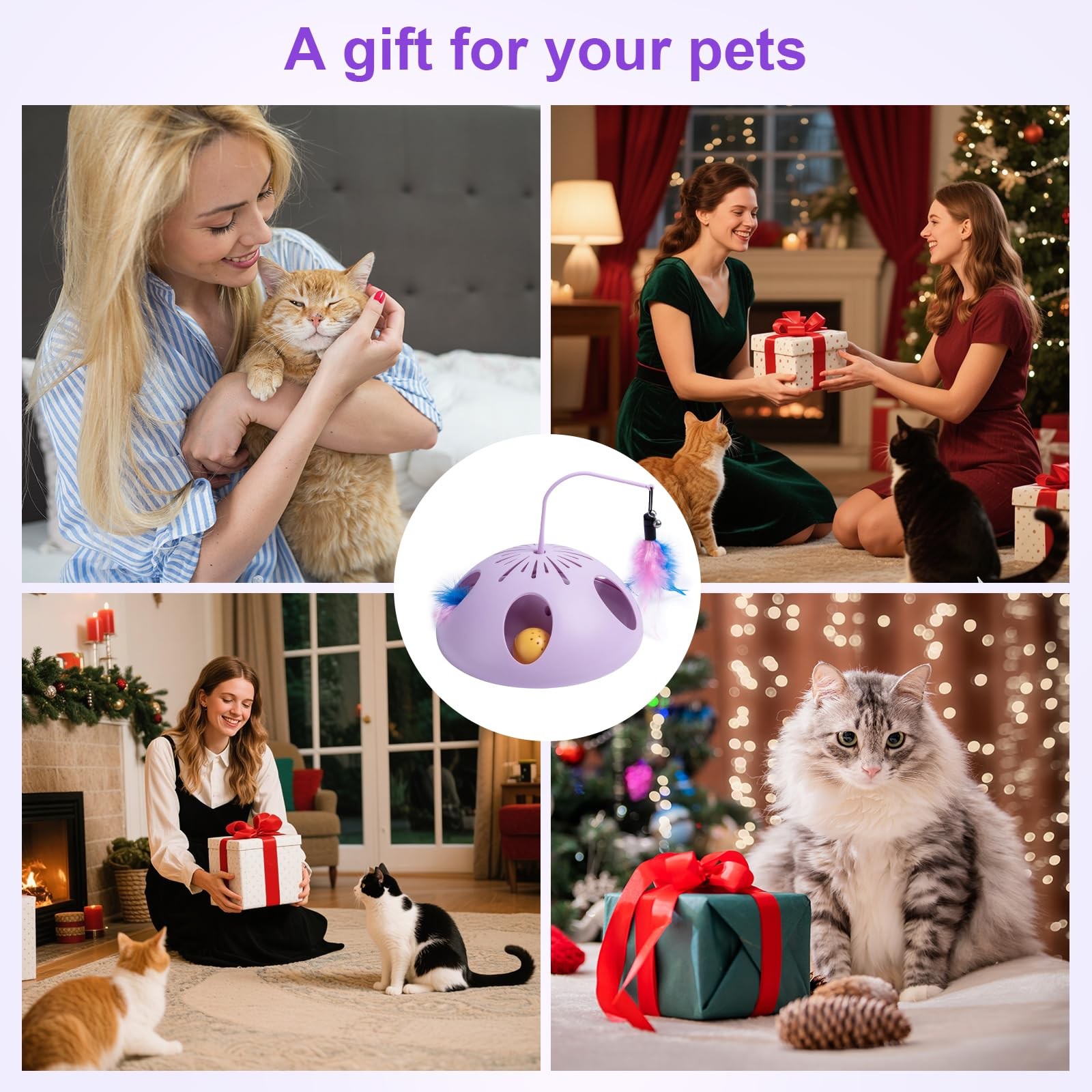 FITWOWFIT Interactive Cat Toy for Indoor Cats K, Feather, Track Ball, Automatic