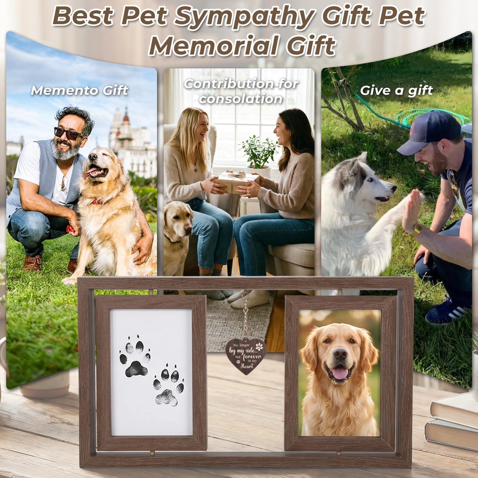 Znysuyii Pet Memorial Gifts For Loss Of Dog Cat Rotating Wooden 4X6 Picture