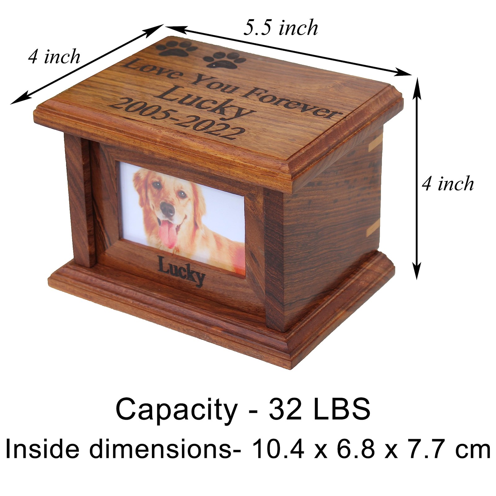 Pet urns for Dogs, Dog Ashes, Wood urn Small-No Text, Brown