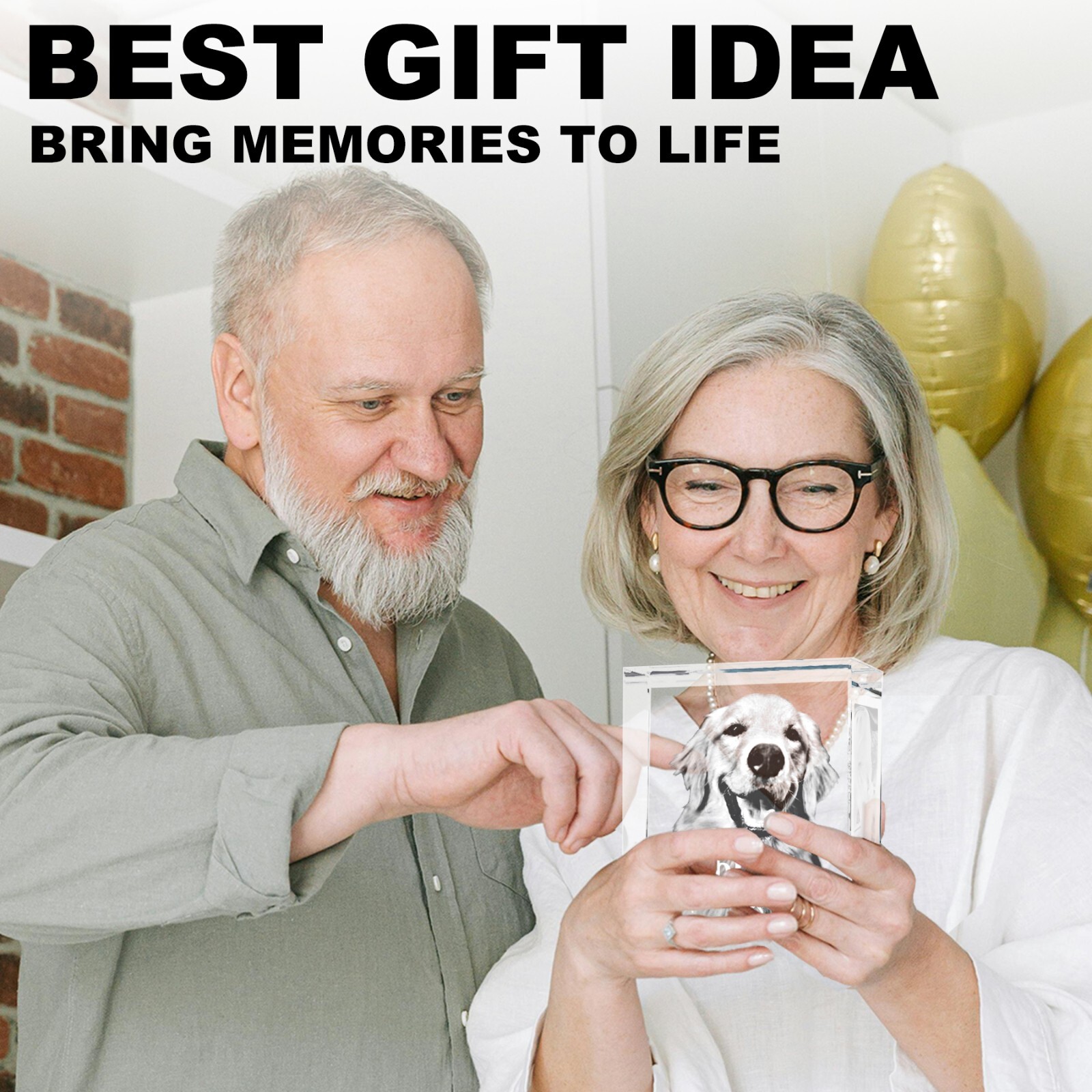 Personalised 3D Photo Crystal Fathers Day Family Memory Gifts for Pet Dog lovers