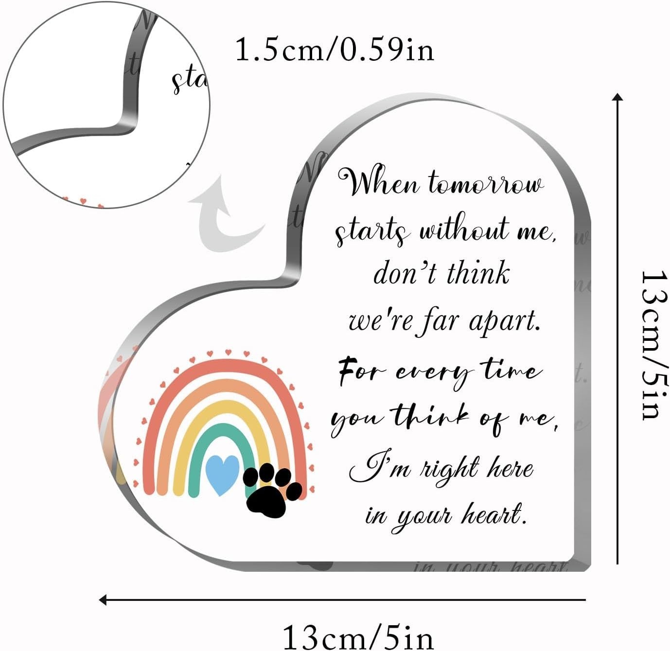 Bereavement Gift for Loss of Dog/Cat – Acrylic Heart