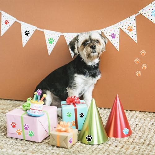 500 Pcs Paw Print Sticker, 1″ Colorful Cute Dog Cat Paw Sticker Small 6 Colors