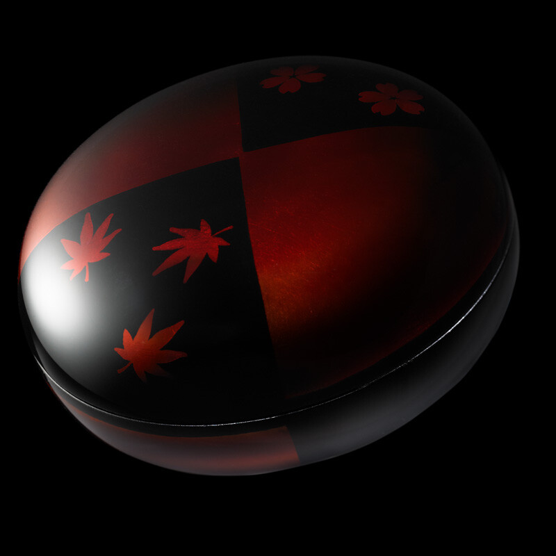 Makie Awase Checked Four Seasons Small Keepsake Urn for Human Ashes Lacquer