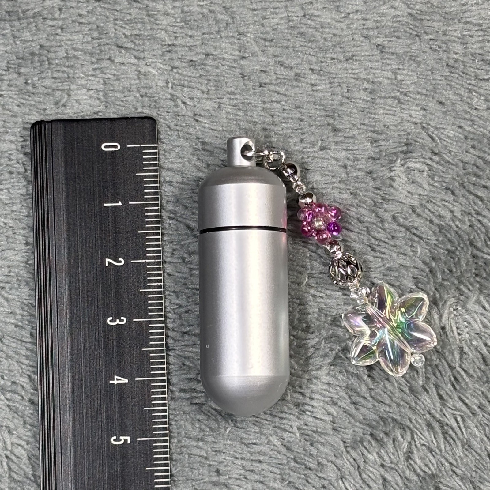 Cremation Ashes Keychain – Cremation Keepsake(pink flower and clear star)