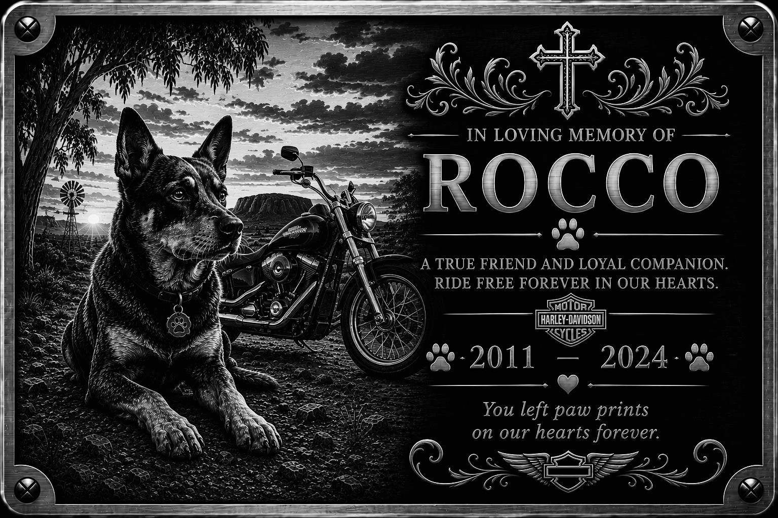 Personalised Pet Memorial Plaque Custom Photo Engraved Aluminium Dog Harley
