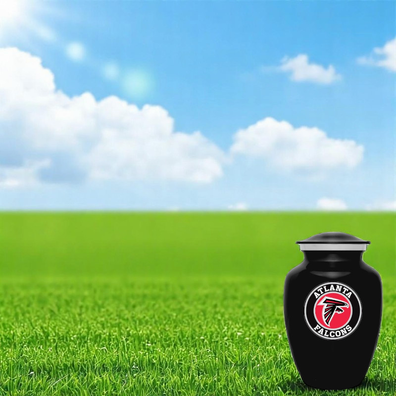 Black Metal Atlanta Falcons Football Style Cremation Urn Adult Ashes 8 Inch Urns