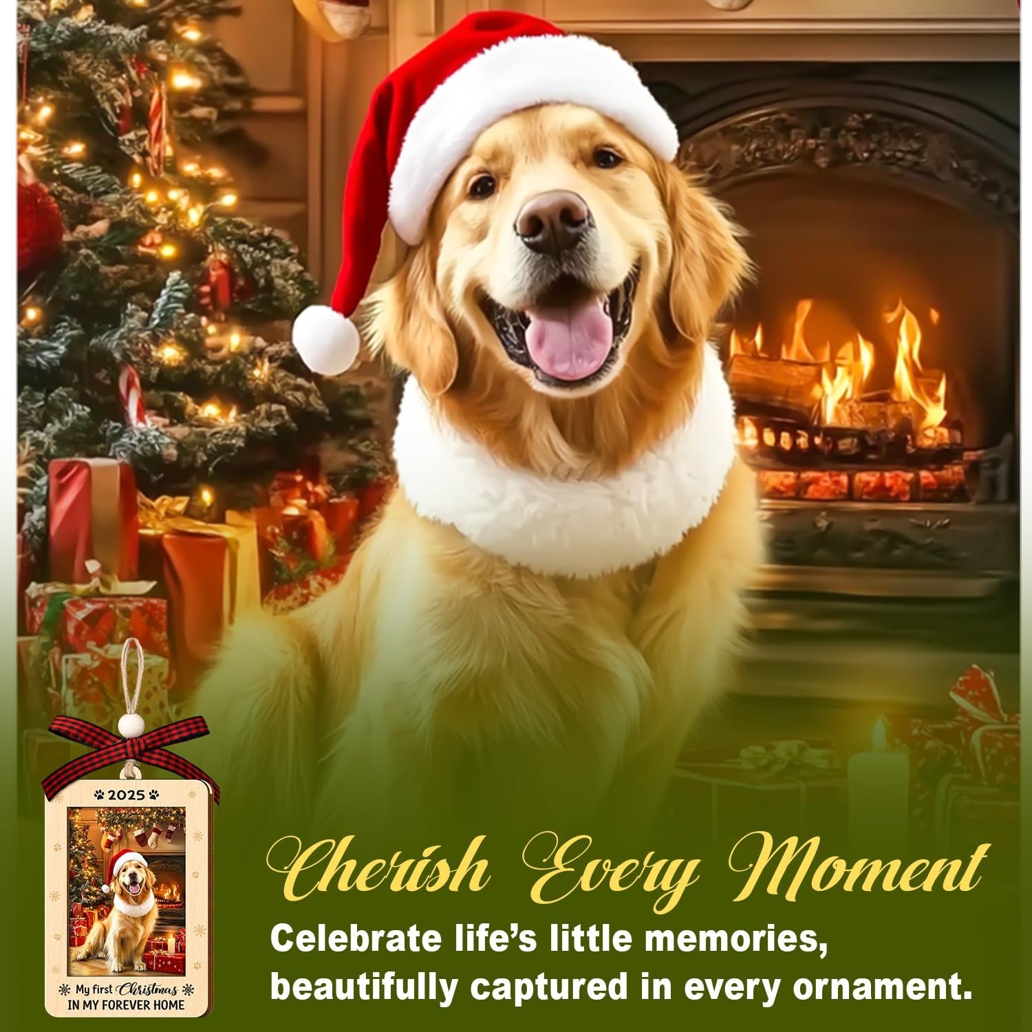 Pet Ornaments for Christmas Tree 2025 – Photo Frame with Pawprint – Dog, Cat …
