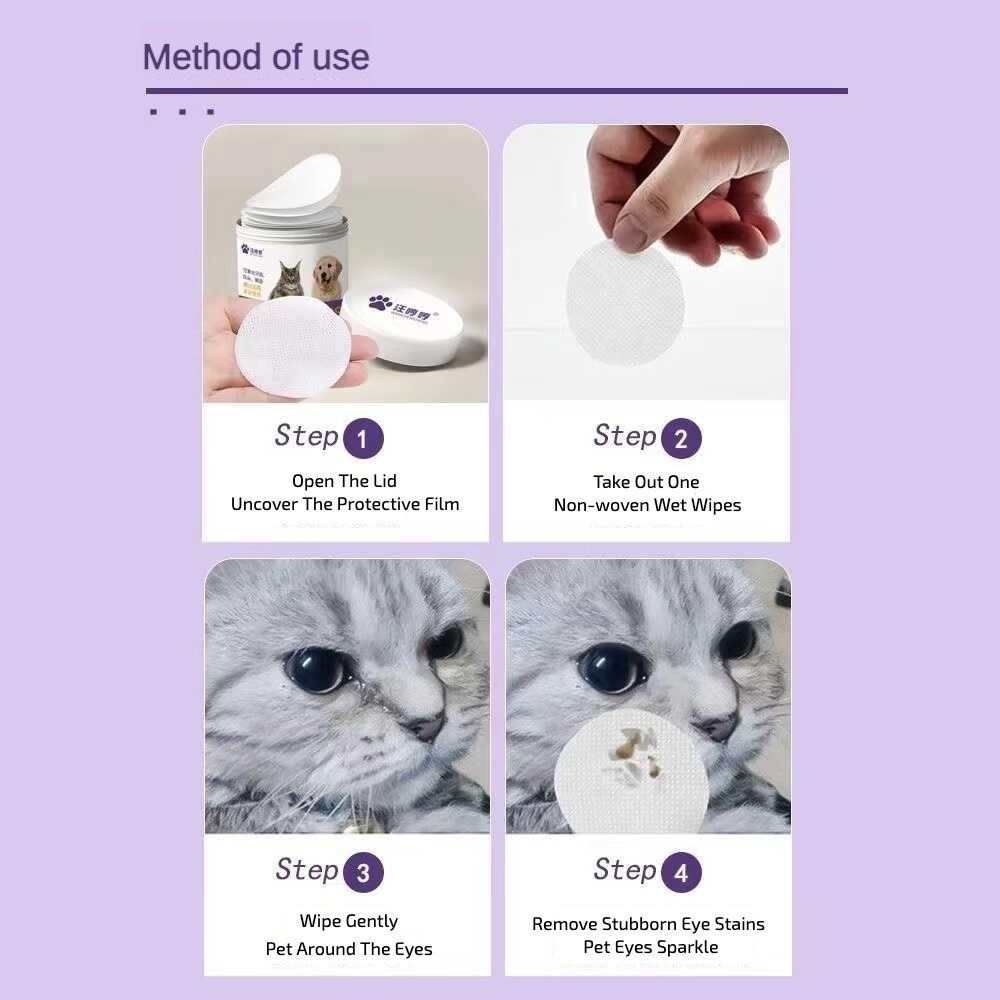Pet Eye Wipes, 200 Wipes Can Pet Eye CleaningWipes, Tear Stain Removing Wipe, P