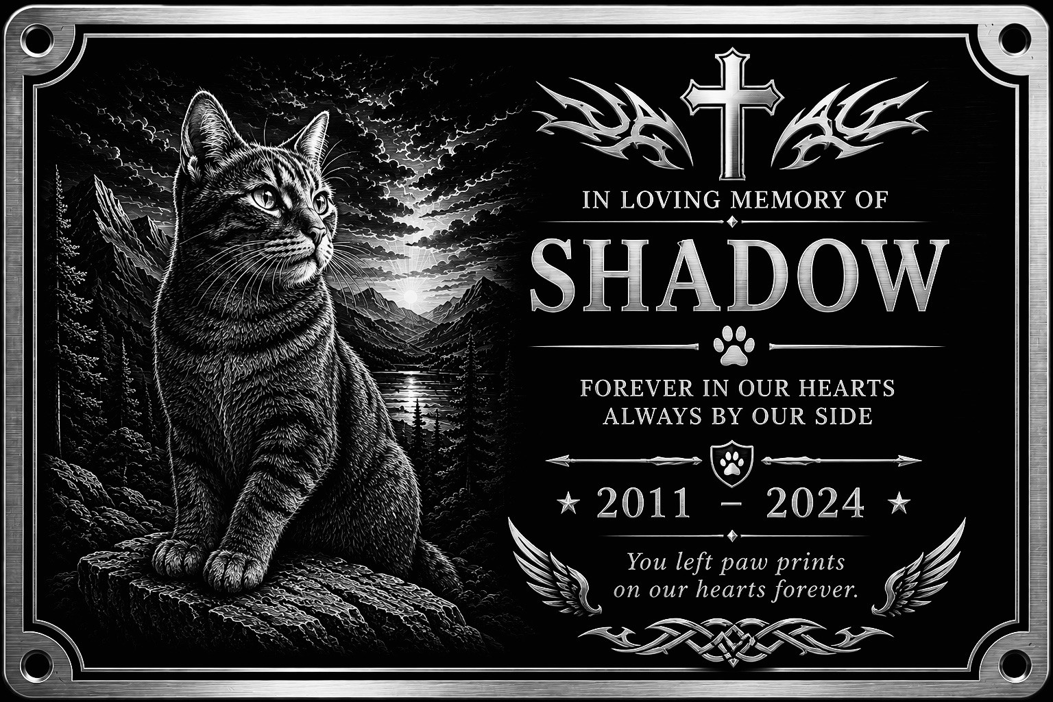 Personalised Pet Memorial Plaque Custom Photo Engraved Aluminium Dog Cat Horse