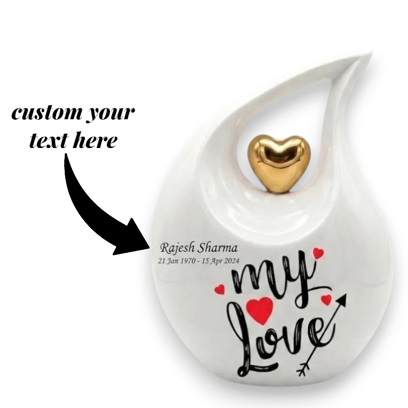Personalized “My Love” Teardrop Aluminum Cremation Urns Adult Ashes Men Women