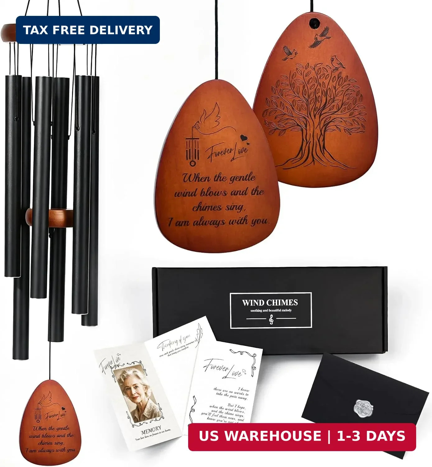 37″ Memorial Wind Chimes for Loss of Loved One – Sympathy & Bereavement Gift for