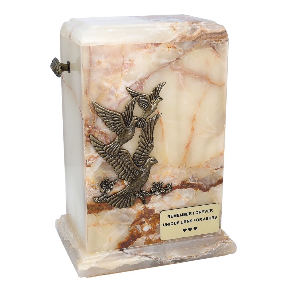 Stone Cremation Urns, Natural Onyx Funeral Urns, Urns With Doves, Beautiful Urns