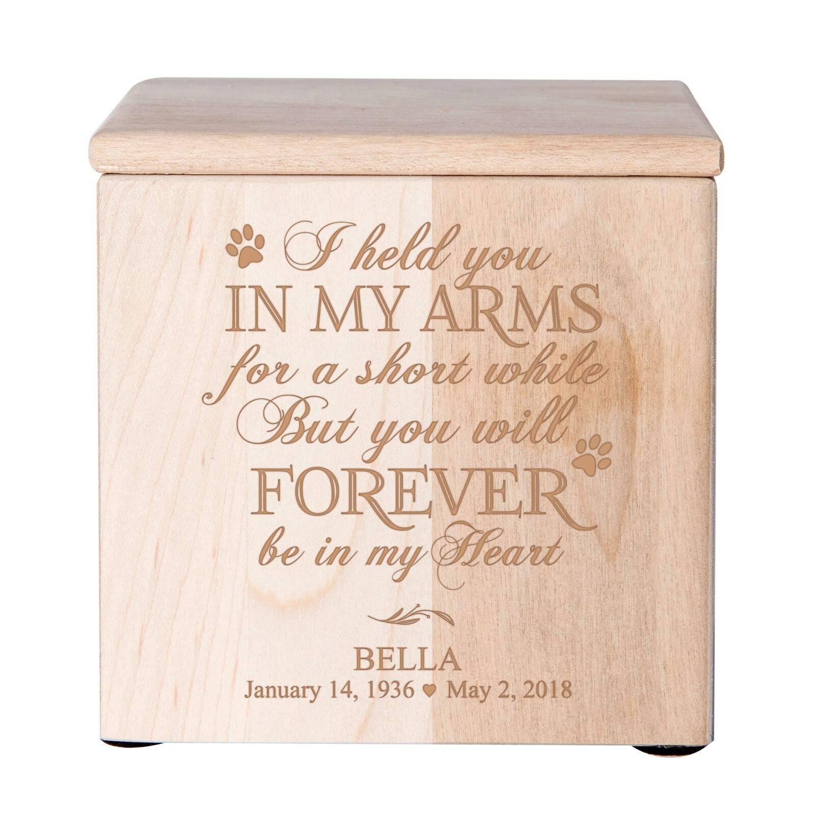 Custom Memorial Keepsake Urn Box for Pet Ashes 4.5×4.5 – Forever In My Heart