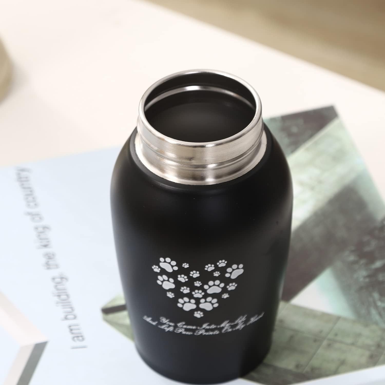 Elegant Black Stainless Steel Pet Urn for Dog & Cat Ashes – 25 Cubic Inches