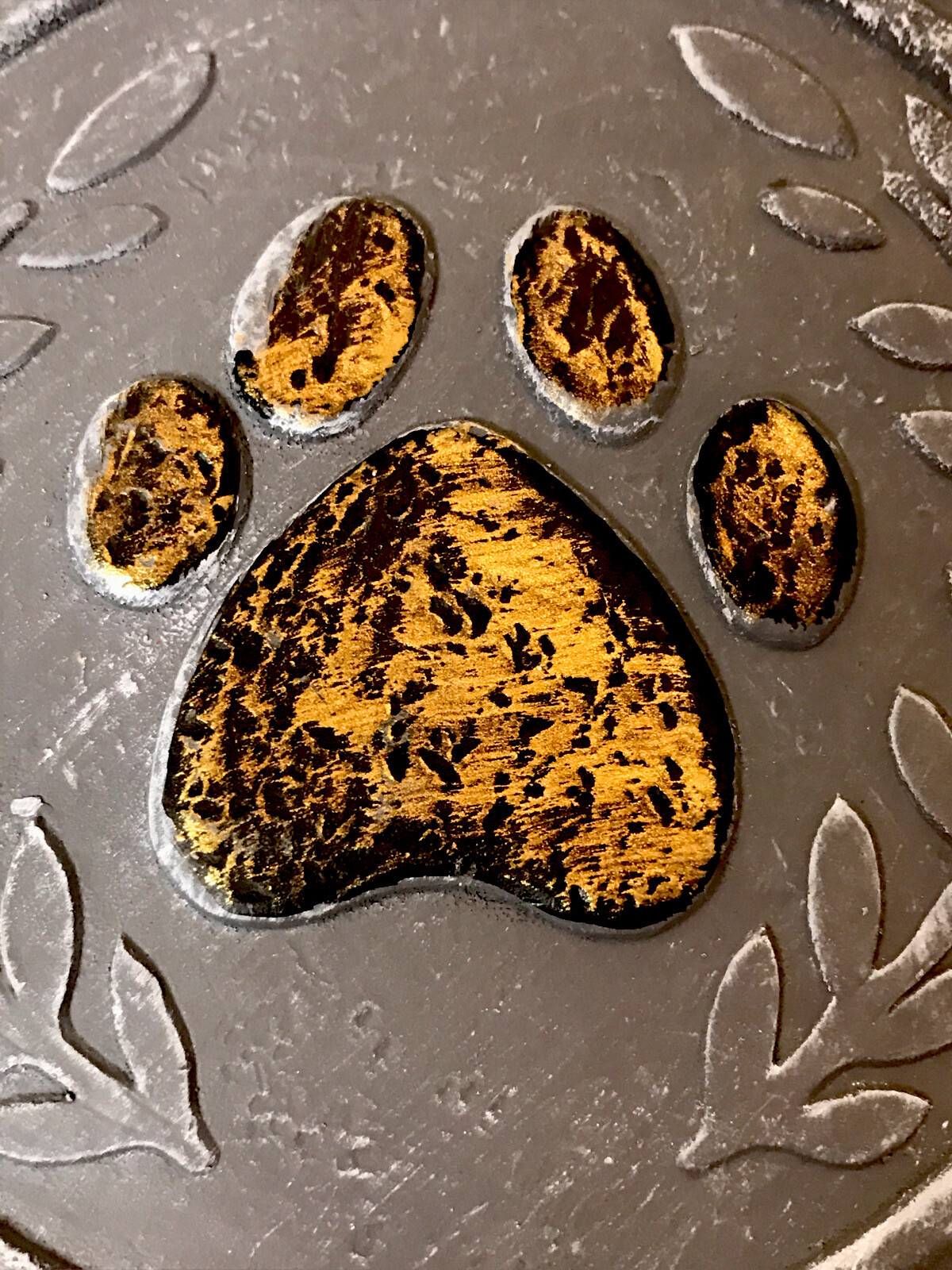 Gone Bit Not Forgotteb Dog Paw Memorial Stone 6.5” Round Stone