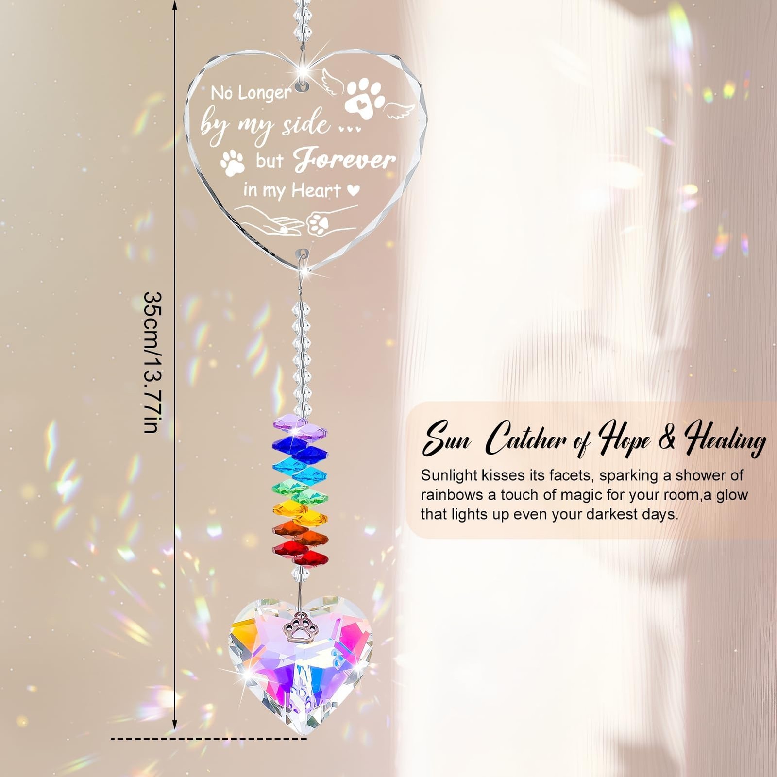 Dog Memorial Gifts for Loss of Dog,Crystal Suncatcher with Heart Prism and Pa…