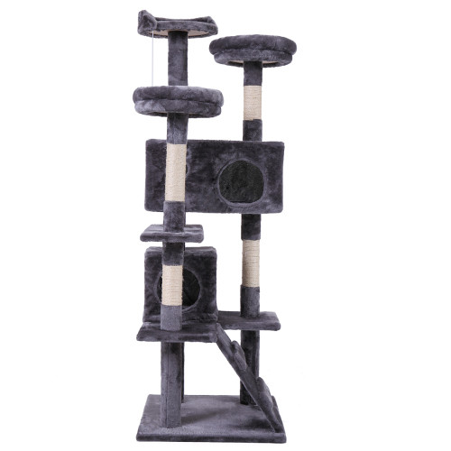 Cat Tree Cat Tower With Catching Ball, Plush Mat, Ladder And Indoor Cat Apartmen