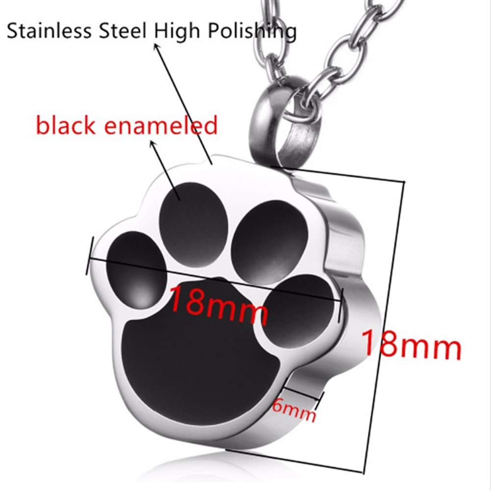 Pet Cat Dog Paw Print Cremation Jewelry for Ashes Wearable Urn Necklace Keeps…