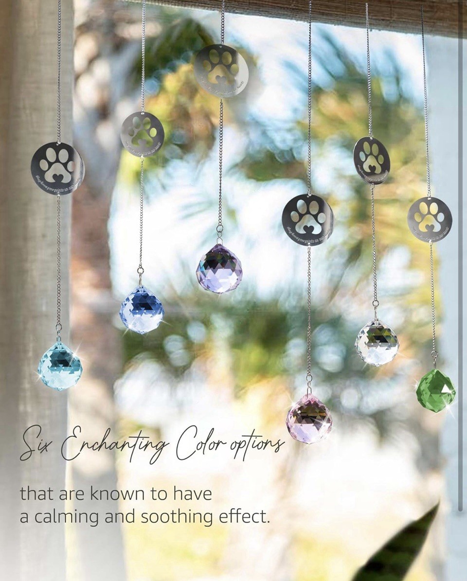 Dog Memorial Gifts, Unique Loss of Pet Sympathy Idea, Clear Crystal Ball Rainbow