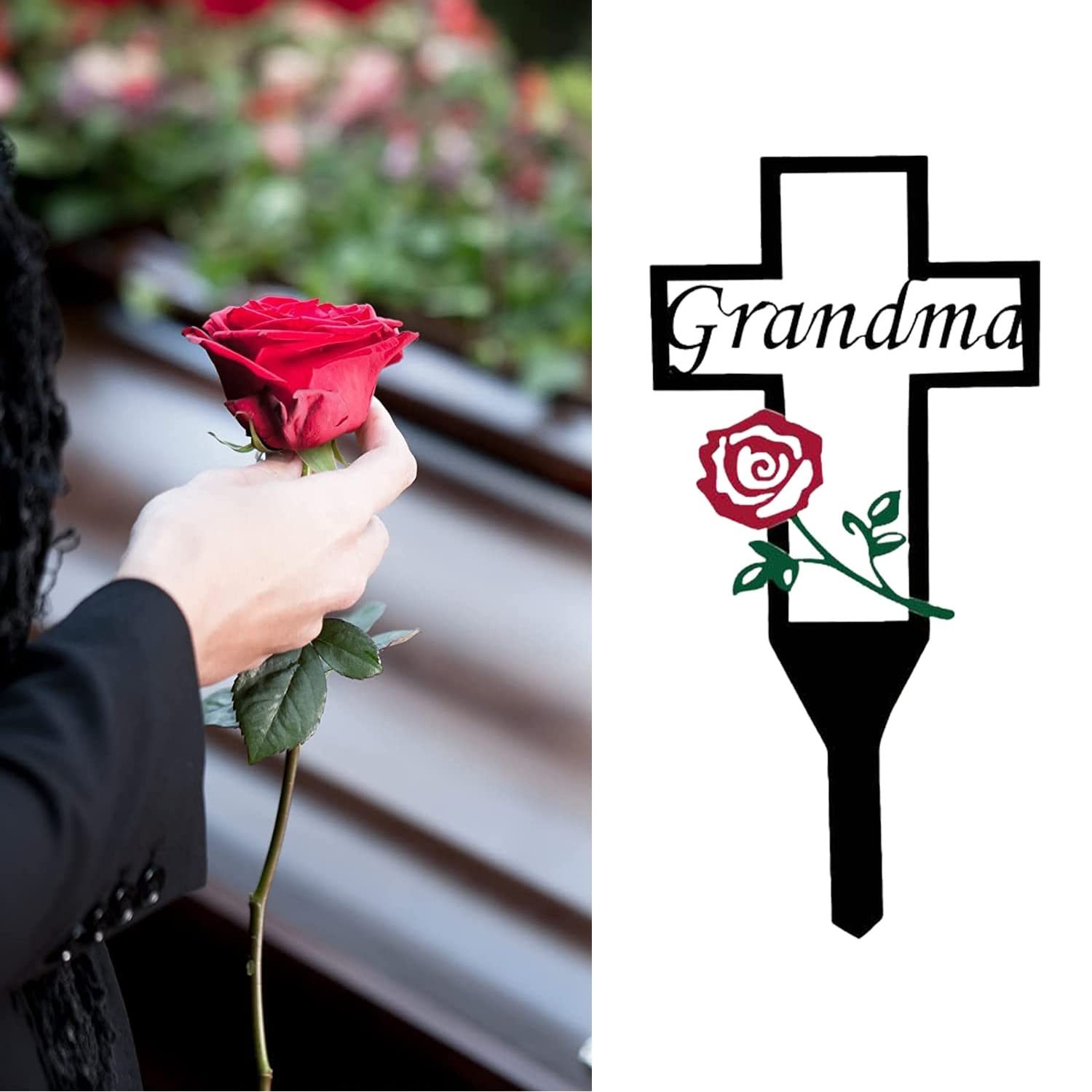 Cemetery Memorial Cross Stake for Parents, Metal Cross Garden Decoration, Mem…
