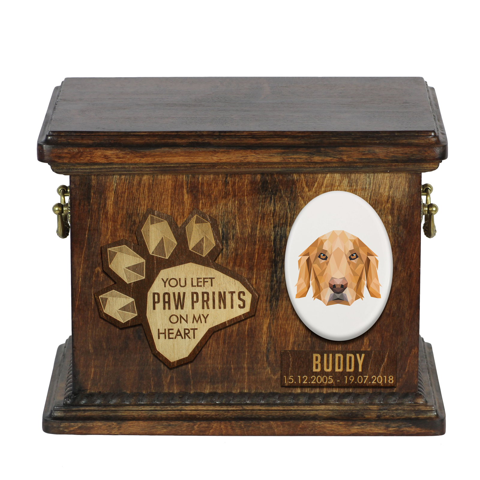 Golden Retriever Wooden Urn With Dog Art-Dog