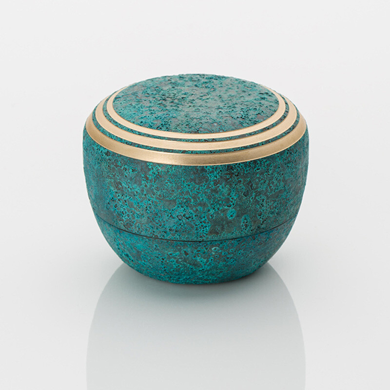 Kanata Peacock Blue Small Keepsake Urn for Human Ashes Brass