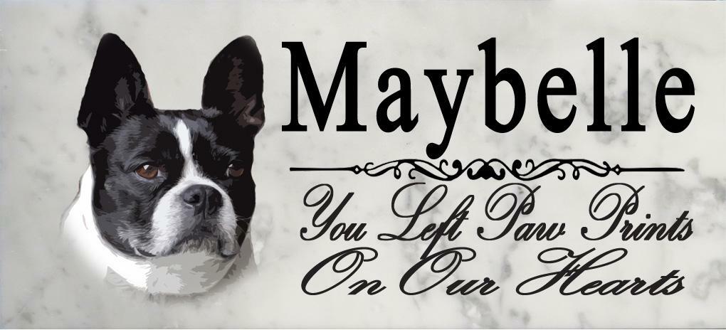 Customized Boston Terrier Memorial Stone Dog Grave Marker Pet Garden Plaque
