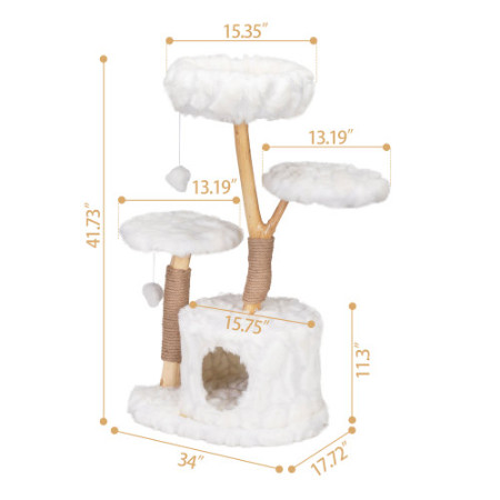 Modern Cat Tree, Natural Branch Cat Tower, Luxury Cat Condo, Indoor Cat Furnitur