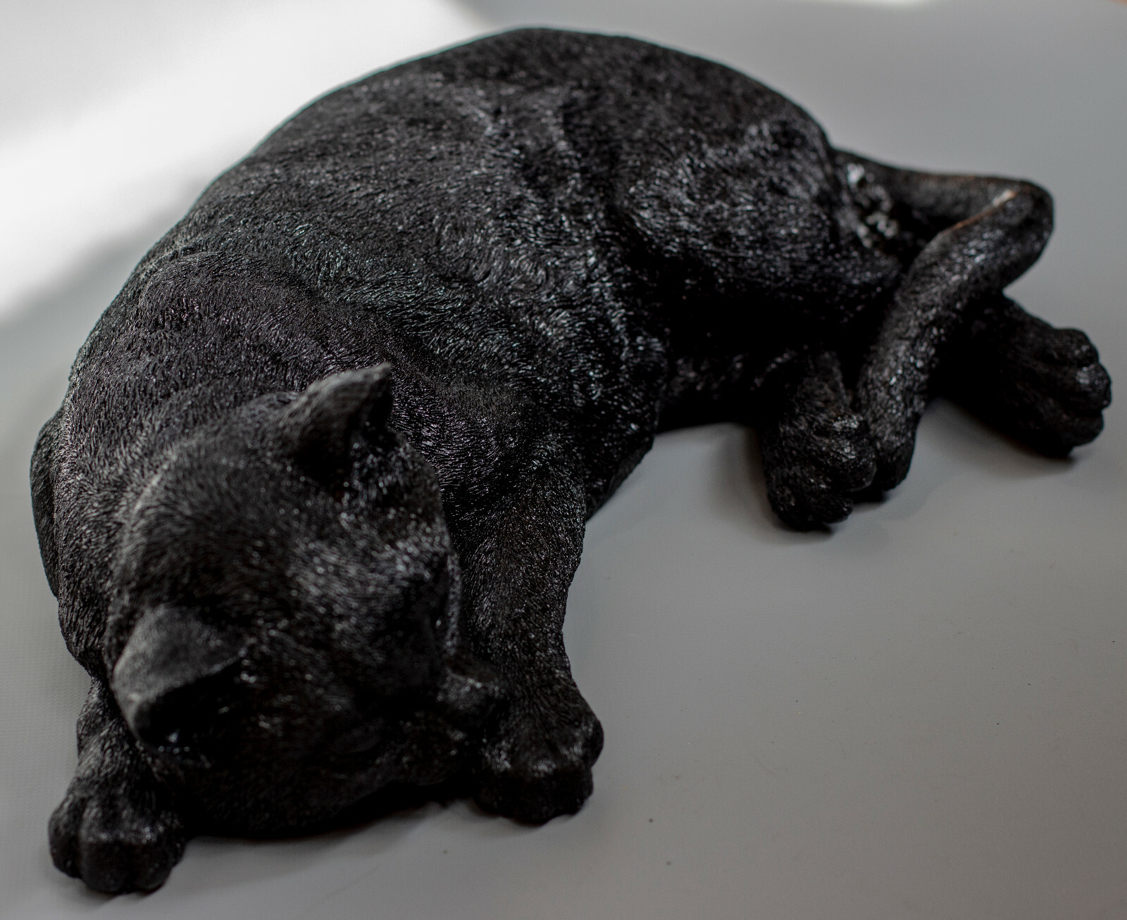 Sleeping Cat Cremation Urn Pet Ashes Black Memorial Statue Grave Ornament Animal