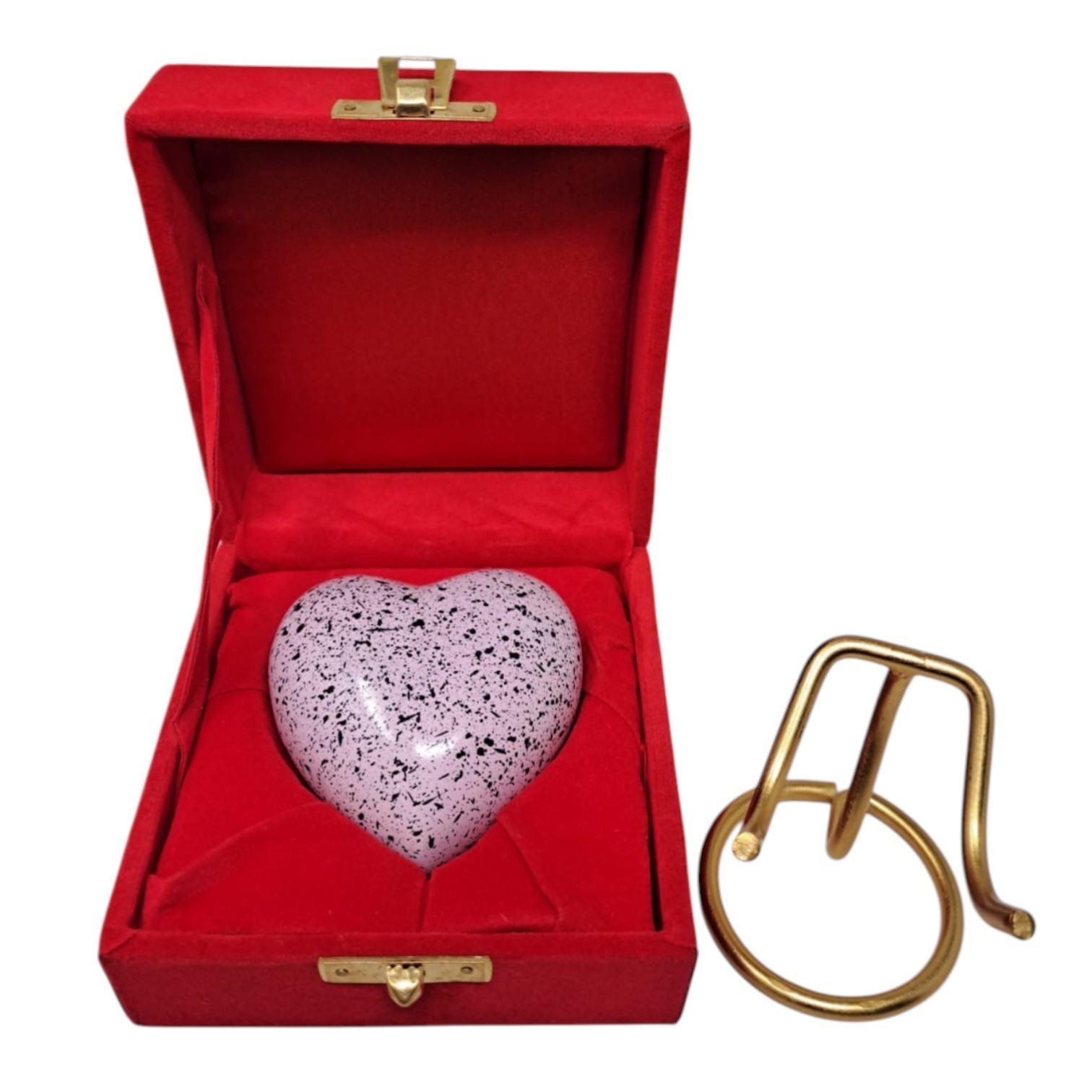 Decorative Mini Heart Urn for Ashes Keepsake Cremation Memorial with Stand & Box