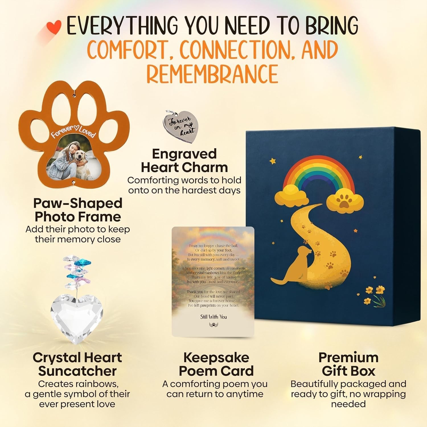Personalized Brown Pet Memorial Gifts for Dogs – Rainbow Bridge Sympathy Hang…