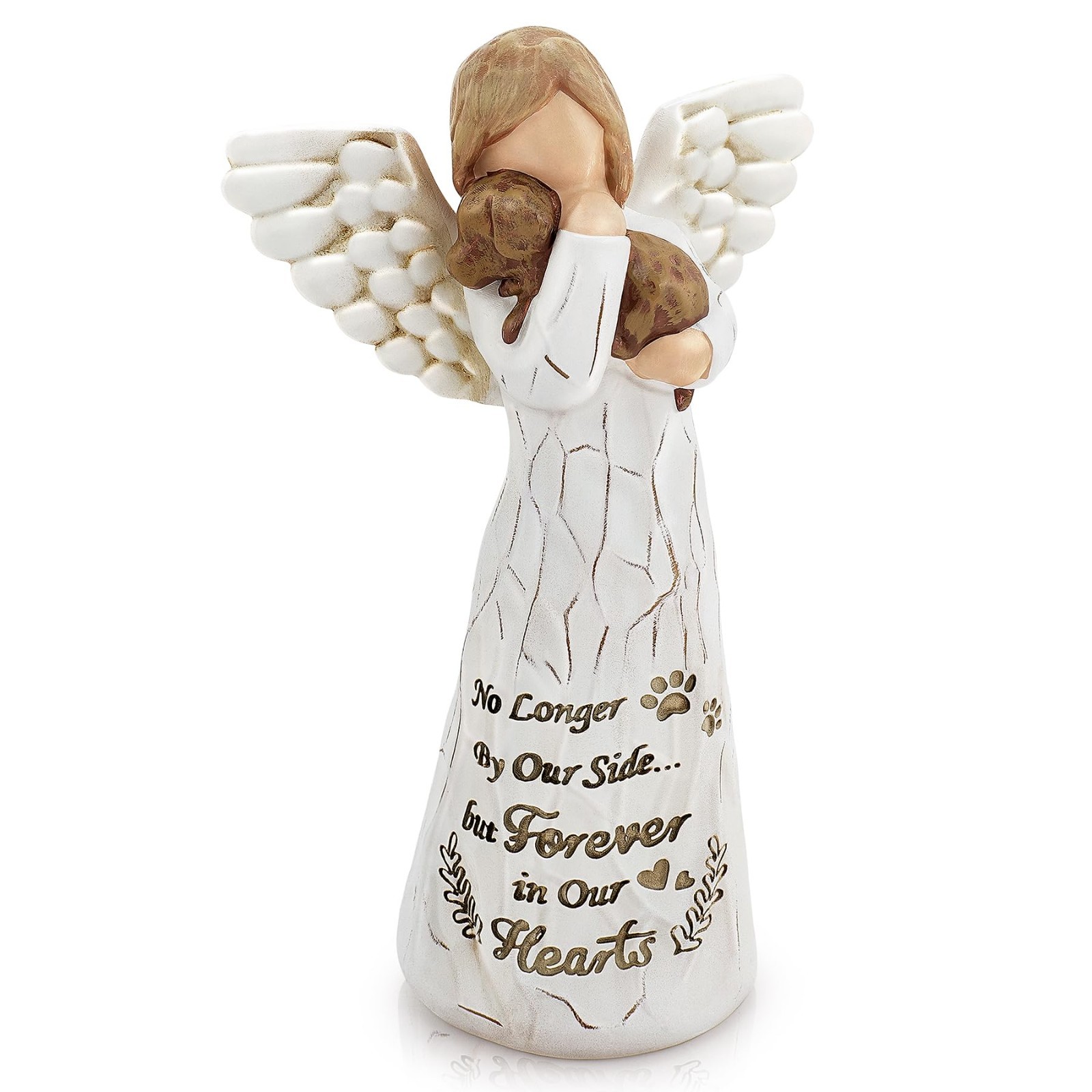 Heartfelt Dog Memorial Gift – Hand-Painted Angel & Dog Statue, Pet Loss Sympathy