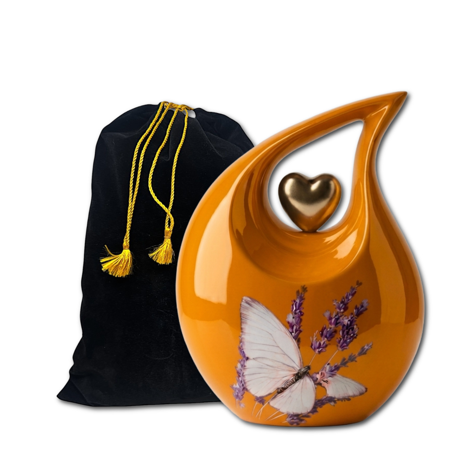 Amber Orange Teardrop Aluminum Cremation Urn for Human Ashes 200 Cu In Love Ones