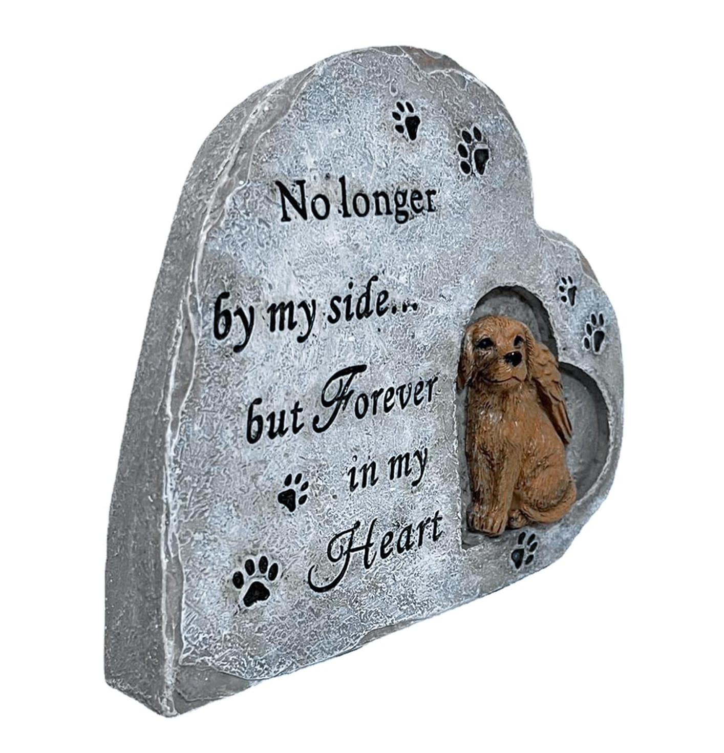 NEW No Longer By My Side Forever In My Heart Angel Dog Memorial Stone 6″ resin