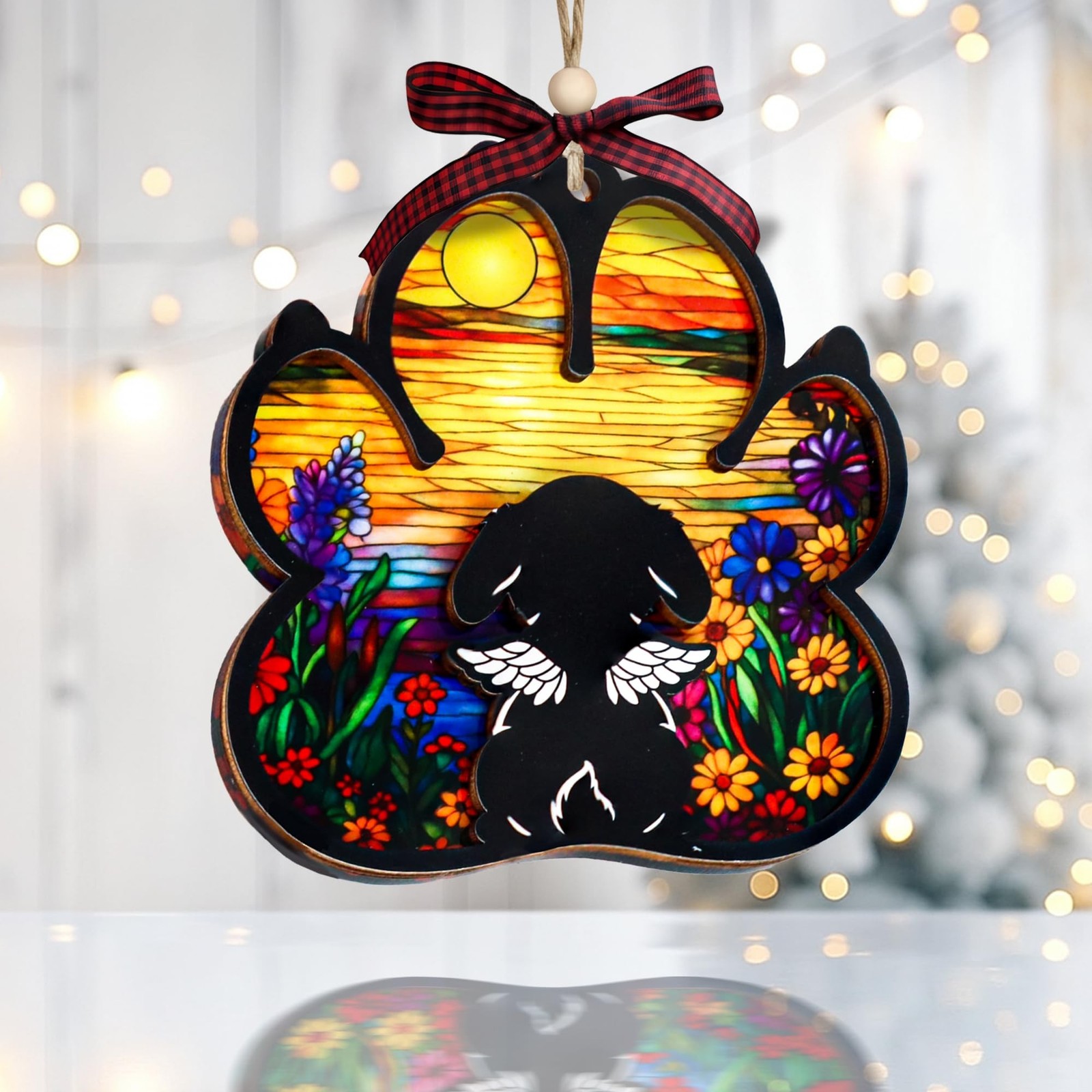 Dog Paw Memorial Ornament with Sympathy Card, Dog Memorial Suncatcher, Pet Re…