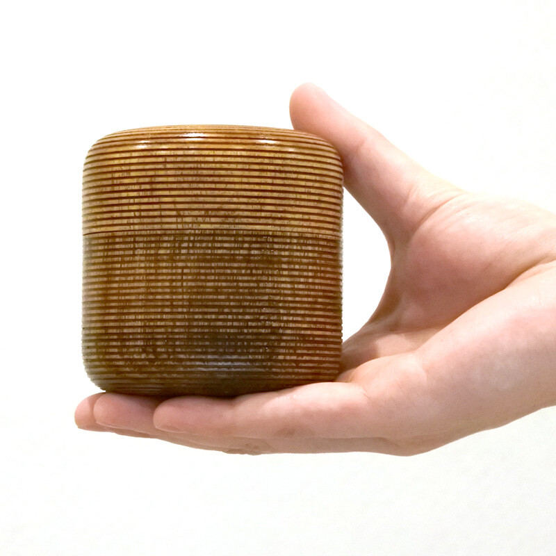 Kinari Brown Stripe Small Keepsake Urn for Human Ashes Lacquer decoration