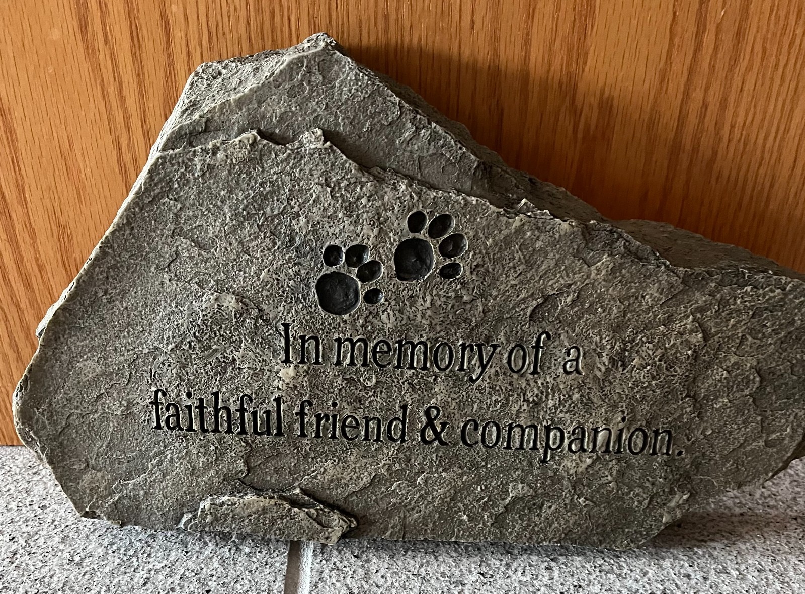 Pet Memorial Stone-Heavy Resin Grey-Colored Stone, Engraved