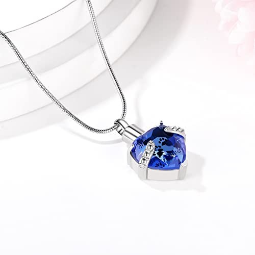 Cremation Jewelry for Ashes for Dog Cat Waterproof Pet Memorial Urn ZMBF-D Blue