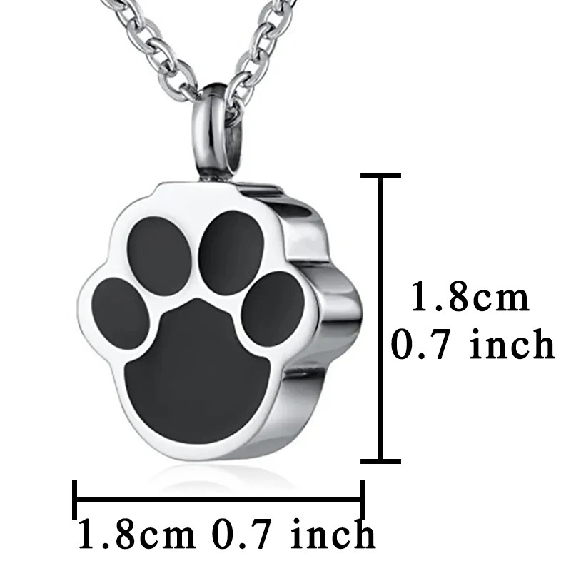 Pet Paw Print Cremation Jewelry Ashes Urn Necklace Dog Cat Memorial Pendant