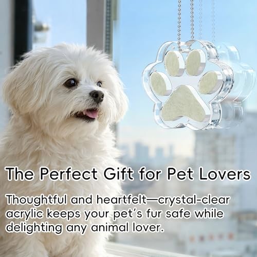Pet Fur Keepsake Paw – Clear Acrylic Pet Memorial Ornament with Magnetic
