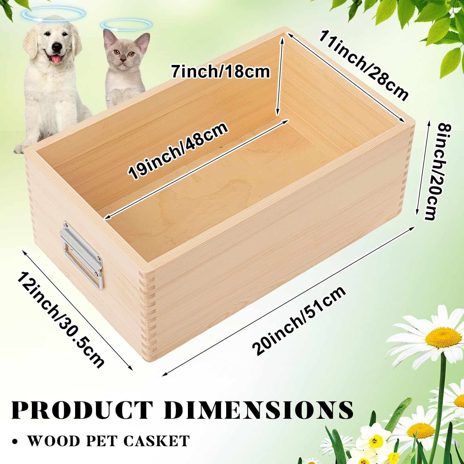 Pet Casket for Dogs and Cats, Wooden Burial Pet Loss Coffin Furry Loss Gift f…