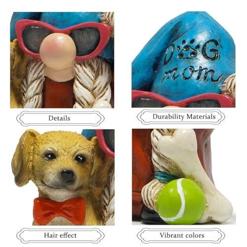 Dog Mom Garden Gnome Statue with Puppy Cute Resin Garden Decor, Dog Themed-a