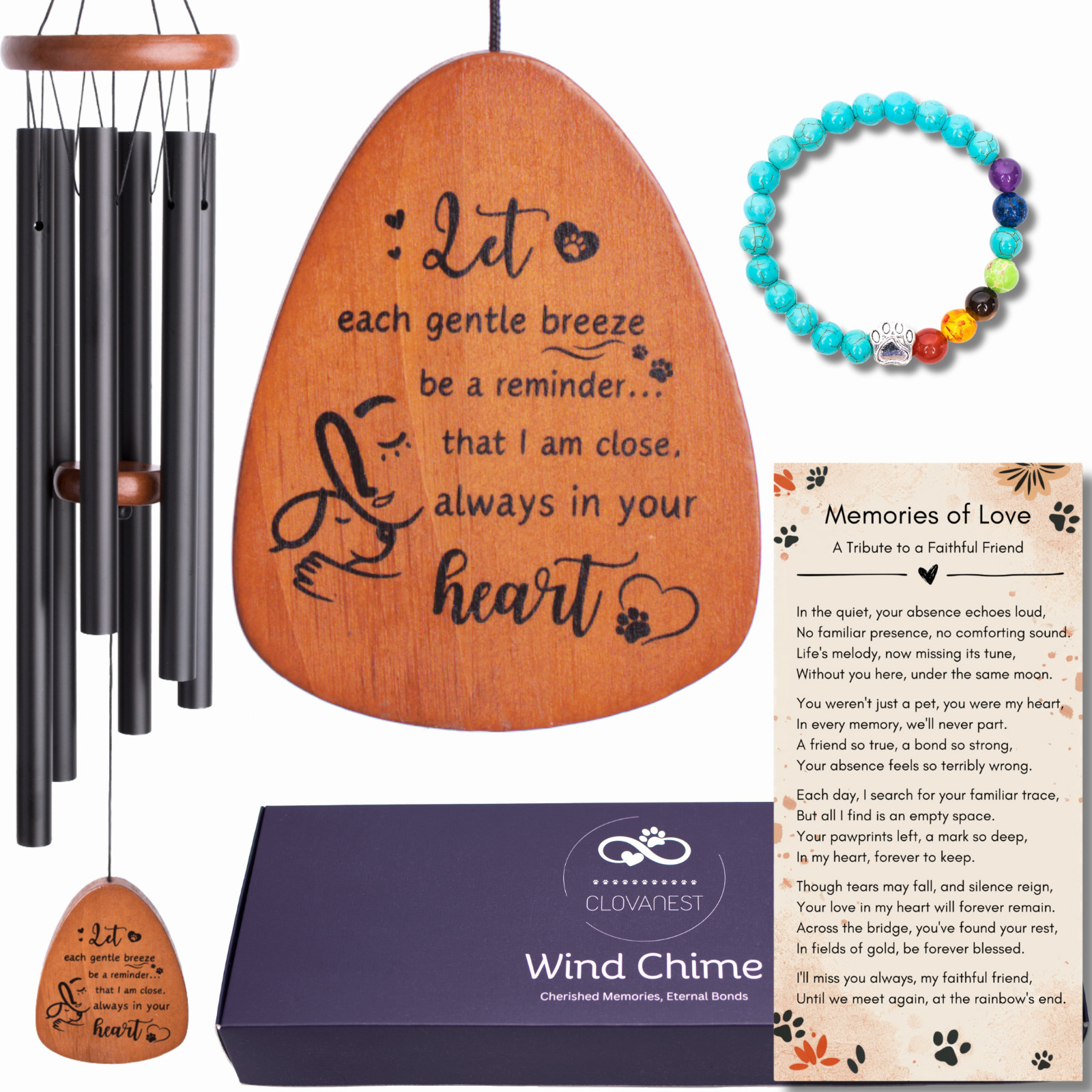 Pet Memorial Gifts – 28 In Memorial Wind Chime for Loss of Dog/Cat Perfect Gift