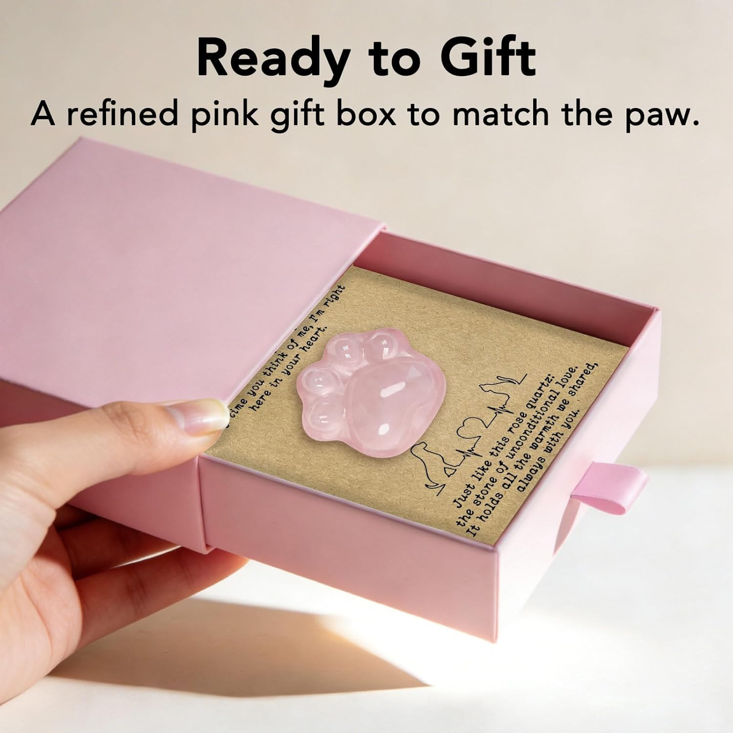 Pet Loss Sympathy Gift – Rose Quartz Heart Crystal with Memorial Card, in Loving