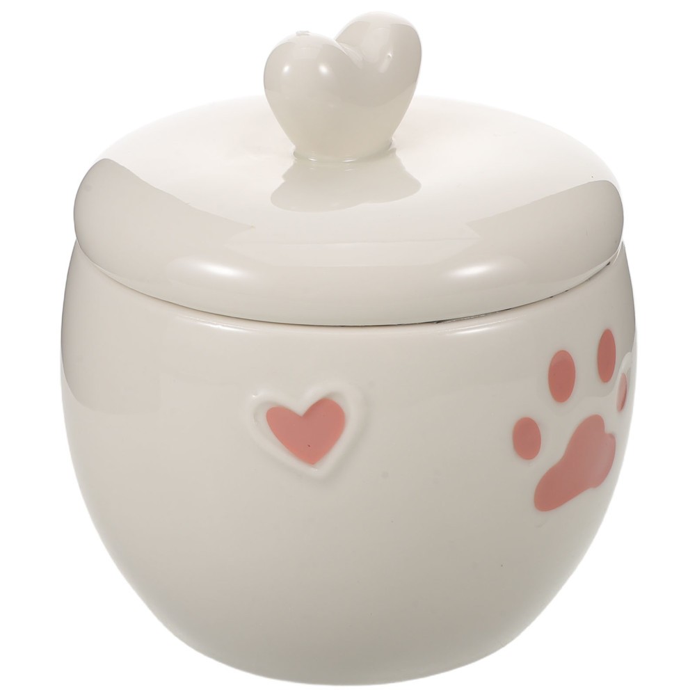 Cat Urns for Ashes – 600ML/20oz Ceramic Urn for Cats and Dogs with Pink Heart &