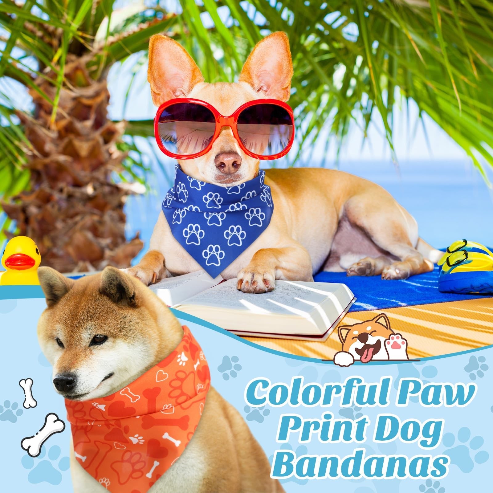 Shyyween 100 Pieces Paw Print Dog Bandanas Bulk Paw Bandanas for Dogs Winter …