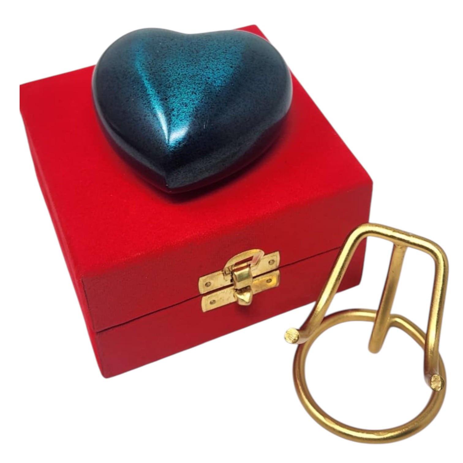 Personalized Mini Heart Cremation Urn for Ashes with Stand Velvet Box