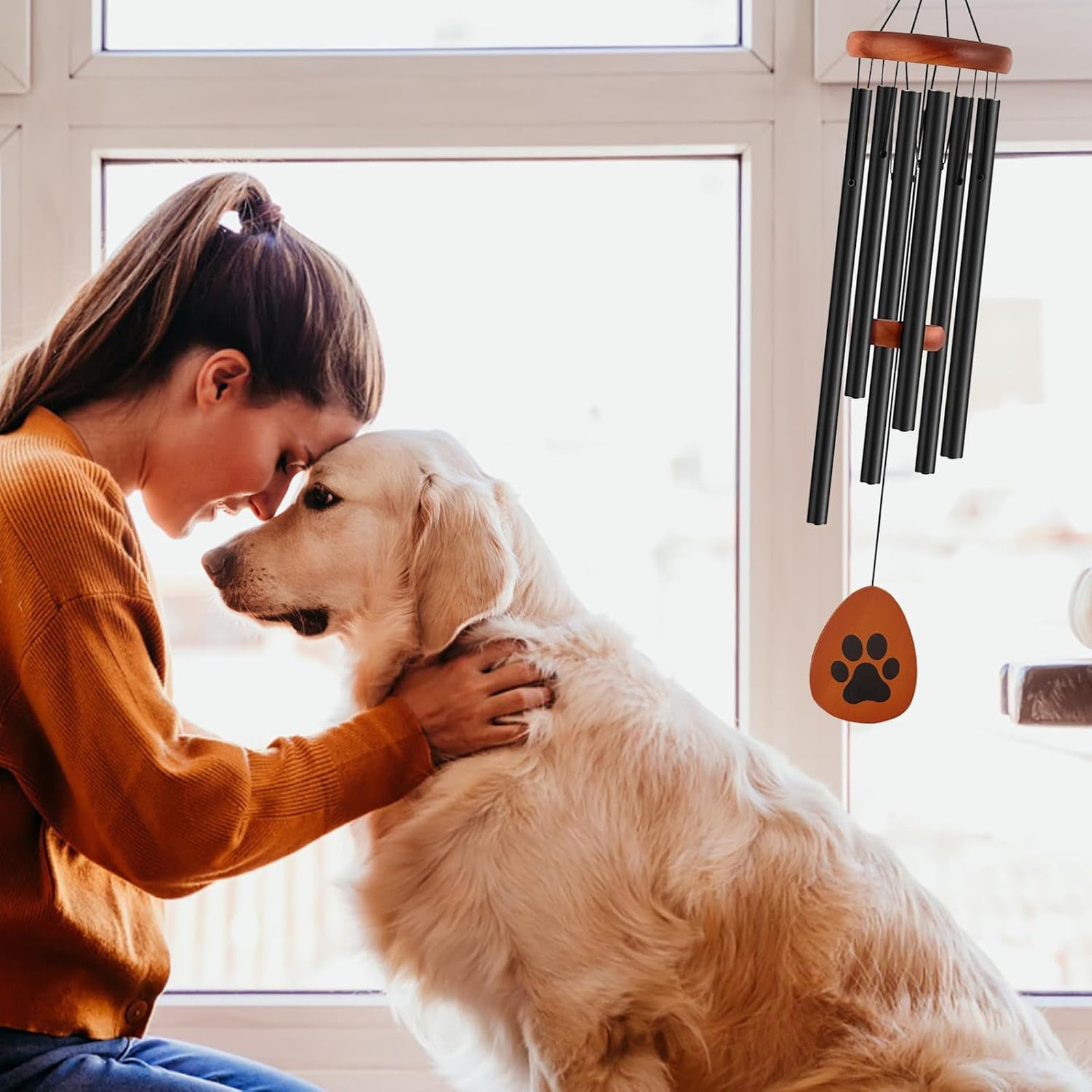 Dog Memorial Wind Chimes 26 Inch Pet Loss Sympathy Gift for Dog Memorial Garden